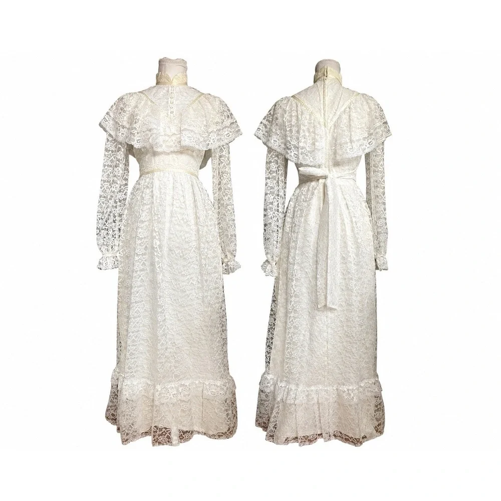 vintage cottagecore wedding dress Jenny A-line stem rose lace lends classic bridal feel with a twist of romantic whimsy vintage cottagecore wedding dress Ivory